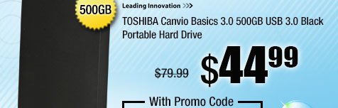 TOSHIBA Canvio Basics 3.0 500GB USB 3.0 Black Portable Hard Drive