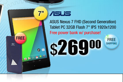 ASUS Nexus 7 FHD (Second Generation) Tablet PC 32GB Flash 7" IPS 1920x1200