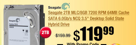 Seagate 2TB MLC/8GB 7200 RPM 64MB Cache SATA 6.0Gb/s NCQ 3.5 inch Desktop Solid State Hybrid Drive