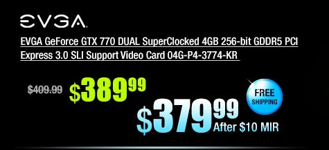 EVGA GeForce GTX 770 DUAL SuperClocked 4GB GDDR5 SLI Support Video Card