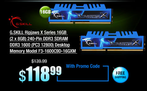 G.SKILL Ripjaws X Series 16GB (2 x 8GB) DDR3 1600 (PC3 12800) Desktop Memory