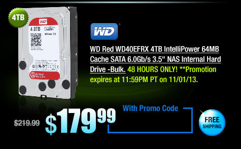 WD Red4TB IntelliPower SATA 6.0Gb/s 3.5" NAS Internal Hard Drive -Bulk