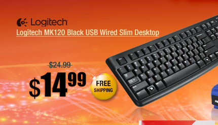 Logitech MK120 Black USB Wired Slim Desktop