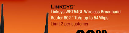 Linksys WRT54GL Wireless Broadband Router 802.11b/g up to 54Mbps