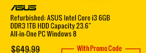 refurbished: asus intel core i3 6gb ddr3 1tb hdd capacity 23.6" all-in-one pc windows 8