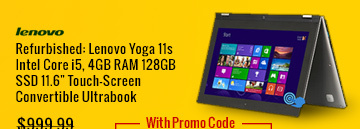 refurbished: lenovo yoga 11s intel core i5, 4gb ram 128gb ssd 11.6" touch-screen convertible ultrabook
