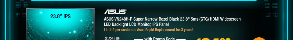 ASUS VN248H-P Super Narrow Bezel Black 23.8" 5ms (GTG) HDMI Widescreen LED Backlight LCD Monitor, IPS Panel