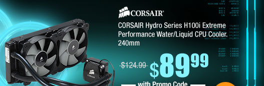 CORSAIR Hydro Series H100i Extreme Performance Water/Liquid CPU Cooler. 240mm