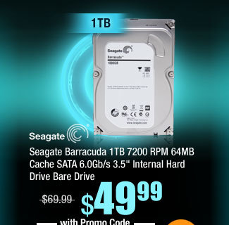Seagate Barracuda 1TB 7200 RPM 64MB Cache SATA 6.0Gb/s 3.5" Internal Hard Drive Bare Drive 