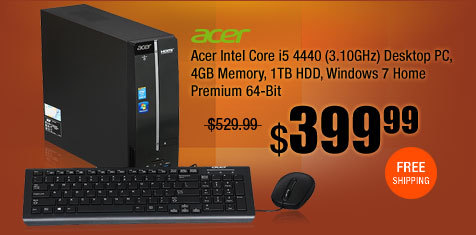 Acer Intel Core i5 4440 (3.10GHz) Desktop PC, 4GB Memory, 1TB HDD, Windows 7 Home Premium 64-Bit