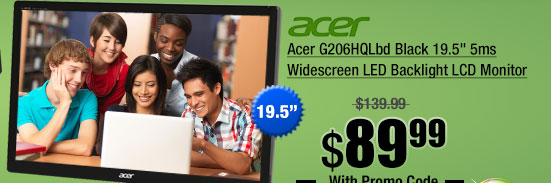 Acer G206HQLbd Black 19.5 inch 5ms Widescreen LED Backlight LCD Monitor