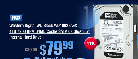 Western Digital WD Black WD1002FAEX 1TB 7200 RPM 64MB Cache SATA 6.0Gb/s 3.5 inch Internal Hard Drive