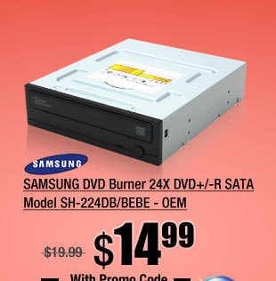 SAMSUNG DVD Burner 24X DVD+/-R SATA Model SH-224DB/BEBE - OEM