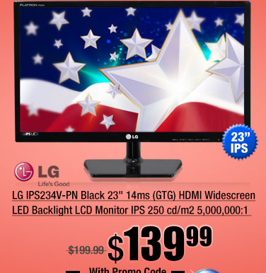 LG IPS234V-PN Black 23 inch 14ms (GTG) HDMI Widescreen LED Backlight LCD Monitor IPS 250 cd/m2 5,000,000:1 