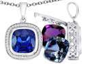 0.32 cttw Switch-It Gems(TM) Cushion Cut 10mm Simulated Sapphire Pendant with 12 Interchangeable Simulated Birthstones 