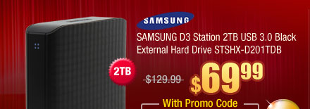 SAMSUNG D3 Station 2TB USB 3.0 Black External Hard Drive STSHX-D201TDB