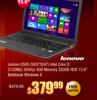 Lenovo G500 (59373047) Intel Core i3 3120M(2.50GHz) 4GB Memory 320GB HDD 15.6" Notebook Windows 8 