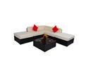 Deluxe Outdoor Rattan Garden Wicker 6-Piece Sofa Set Patio Sectional Furniture 