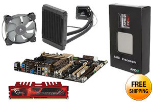 AMD FX-9590 4.7GHz Eight-Core CPU + ASUS SABERTOOTH 990FX MOBO + G.SKILL Ripjaws 8GB MEM + CORSAIR Hydro Series H60