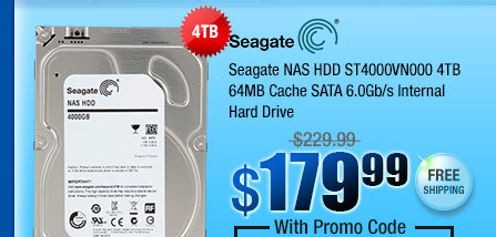 Seagate NAS HDD ST4000VN000 4TB 64MB Cache SATA 6.0Gb/s Internal Hard Drive