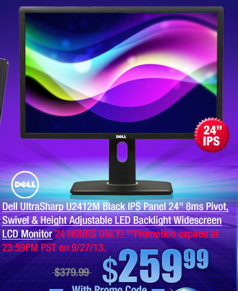 Dell UltraSharp U2412M Black IPS Panel 24 inch 8ms Pivot, Swivel & Height Adjustable LED Backlight Widescreen LCD Monitor