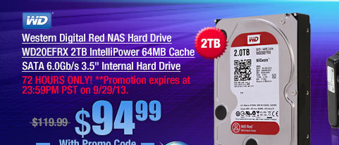 Western Digital Red NAS Hard Drive WD20EFRX 2TB IntelliPower 64MB Cache SATA 6.0Gb/s 3.5 inch Internal Hard Drive