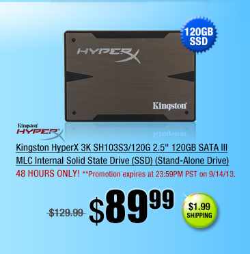 Kingston HyperX 3K SH103S3/120G 2.5 inch 120GB SATA III MLC Internal Solid State Drive (SSD) (Stand-Alone Drive)