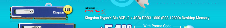 Kingston HyperX Blu 8GB (2 x 4GB) DDR3 1600 (PC3 12800) Desktop Memory