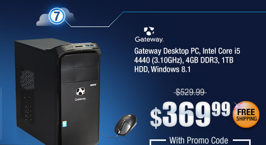 Gateway Desktop PC, Intel Core i5 4440 (3.10GHz), 4GB DDR3, 1TB HDD, Windows 8.1 