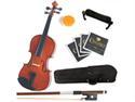 Mendini Full Size 4/4 MV200 Natural Finish Solid Wood Violin Package + Bow, Hardcase, Shoulder Rest, 2 Bridges, 2 Sets Violin Strings & Rosin