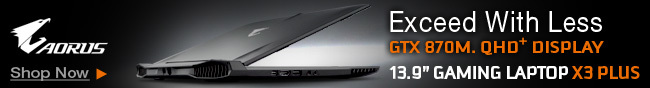 AORUS - Exceed With Less GTX 870M. QHD Display. 13.9" Gaming Laptop X3 Plus.