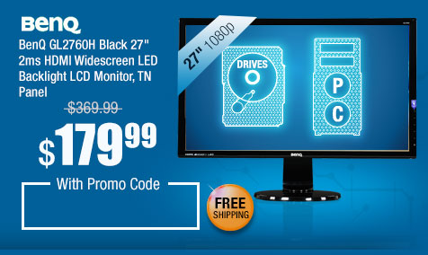 BenQ GL2760H Black 27" 2ms HDMI Widescreen LED Backlight LCD Monitor, TN Panel
