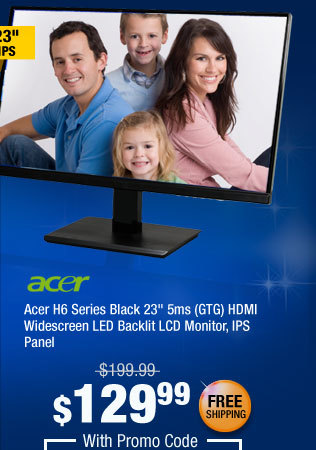 Acer H6 Series Black 23" 5ms (GTG) HDMI Widescreen LED Backlit LCD Monitor, IPS Panel 
