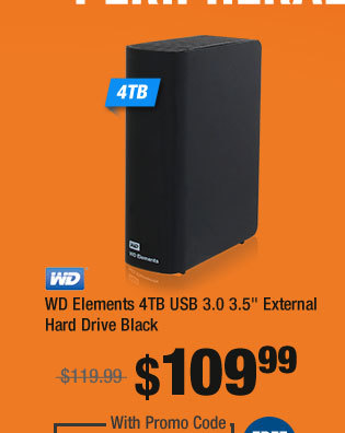 WD Elements 4TB USB 3.0 3.5" External Hard Drive Black