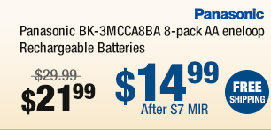 Panasonic BK-3MCCA8BA 8-pack AA eneloop Rechargeable Batteries