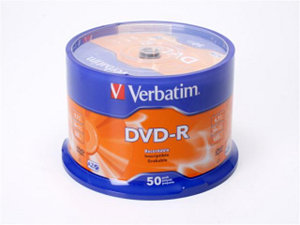 Verbatim 4.7GB 16X DVD-R 50 Packs Spindle Disc with Advanced Azo Recording Dye
