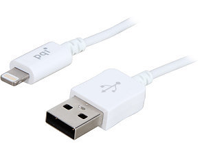 PQI MFi Certified, Apple approved, white 1.3 ft. Lightning Connector to USB Cable compatible w/ the newest iOS 8.1 and beyond - Charge and Sync Cable