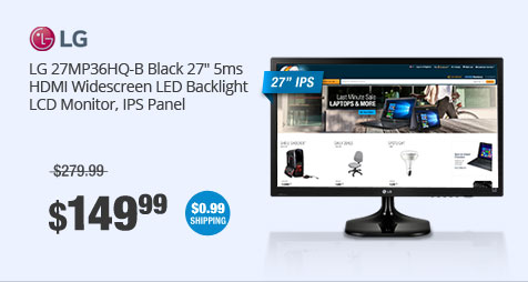 LG 27MP36HQ-B Black 27" 5ms HDMI Widescreen LED Backlight LCD Monitor, IPS Panel