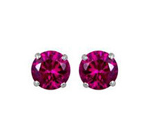 2.50 cttw Created Ruby Solid Sterling Silver Earrings