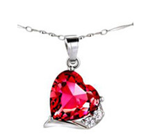 6.06 cttw Heart Cut Ruby Pendant Necklace