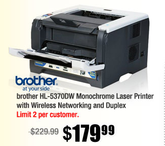 brother HL-5370DW Monochrome Laser Printer with Wireless Networking and Duplex
