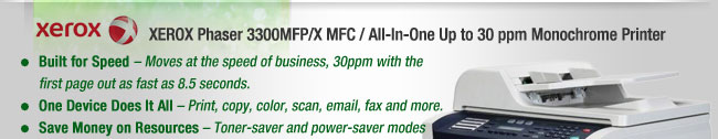 XEROX Phaser 3300MFP/X MFC / All-In-One Up to 30 ppm Monochrome Printer