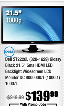 Dell ST2220L (320-1629) Glossy Black 21.5" 5ms HDMI LED Backlight Widescreen LCD Monitor DC 8000000:1 (1000:1) 1000:1