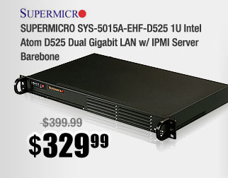 SUPERMICRO SYS-5015A-EHF-D525 1U Intel Atom D525 Dual Gigabit LAN w/ IPMI Server Barebone