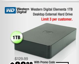 Western Digital Elements 1TB Desktop External Hard Drive