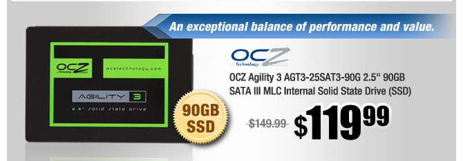 OCZ Agility 3 AGT3-25SAT3-90G 2.5" 90GB SATA III MLC Internal Solid State Drive (SSD)