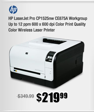 HP LaserJet Pro CP1525nw CE875A Workgroup Up to 12 ppm 600 x 600 dpi Color Print Quality Color Wireless Laser Printer 