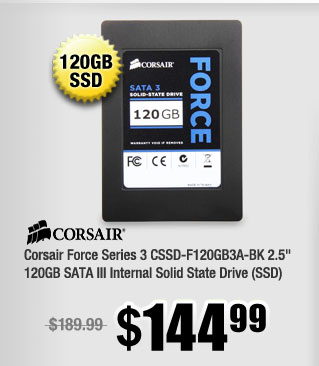 Corsair Force Series 3 CSSD-F120GB3A-BK 2.5" 120GB SATA III Internal Solid State Drive (SSD)