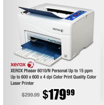 XEROX Phaser 6010/N Personal Up to 15 ppm Up to 600 x 600 x 4 dpi Color Print Quality Color Laser Printer 