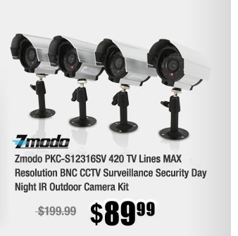 Zmodo PKC-S12316SV 420 TV Lines MAX Resolution BNC CCTV Surveillance Security Day Night IR Outdoor Camera Kit 